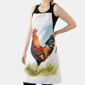 雄鶏の水彩画 エプロン (インサイチュ)