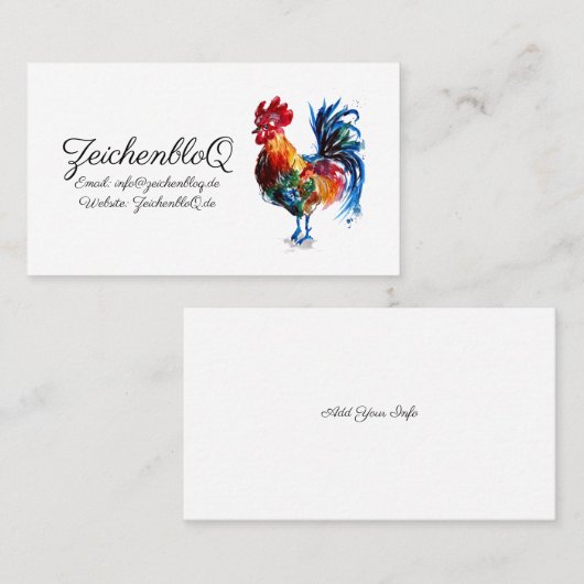 雄鶏の水色 名刺 (正面/裏面)