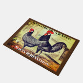 雄鶏カラフルと鶏が巣にようこそ ドアマット (アングル)