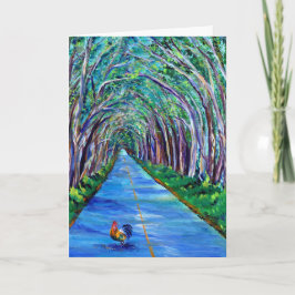 雄鶏グリーティングカード付きカウアイ木トンネル カード