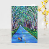 雄鶏グリーティングカード付きカウアイ木トンネル カード (黄色い花)