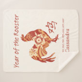 雄鶏中国のの〔占星術の〕十二宮図年 シェルパブランケット (正面(横))