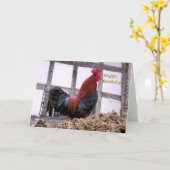 雄鶏 カード (黄色い花)