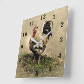 雄鶏 スクエア壁時計 (傾斜)