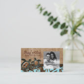 雄鹿および雌ジカのチケットのビーチのカメのブラウンの青 名刺 (スタンド正面)