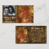 雄鹿および雌ジカのチケットのヴィンテージの花の赤い金ゴールド 名刺 (正面/裏面)