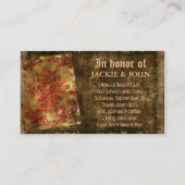 雄鹿および雌ジカのチケットのヴィンテージの花の赤い金ゴールド 名刺 (裏面)