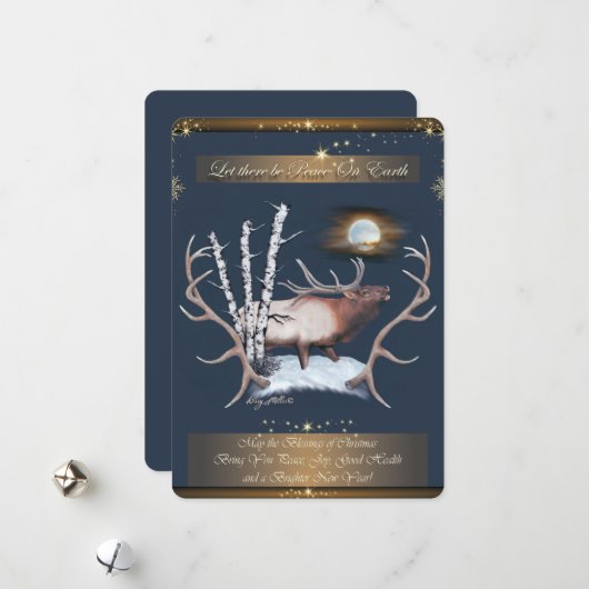雄鹿のクリスマスカード シーズンカード (正面/裏面インサイチュ)