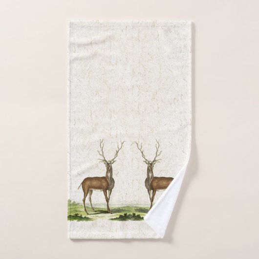 雄鹿のシカの野性生物の動物の(雄ジカの)枝角のBathタオルセット バスタオルセット (ハンドタオル)