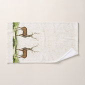 雄鹿のシカの野性生物の動物の(雄ジカの)枝角のBathタオルセット バスタオルセット (ハンドタオル)