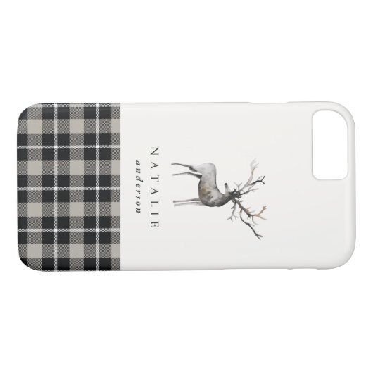 雄鹿のトナカイの格子縞の点検の冬 Case-Mate iPhoneケース (裏面(横))