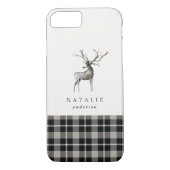 雄鹿のトナカイの格子縞の点検の冬 Case-Mate iPhoneケース (裏面)