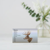 雄鹿の木びき台のシカ 名刺 (スタンド正面)
