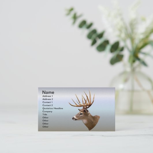 雄鹿の木びき台のシカ 名刺 (スタンド正面)