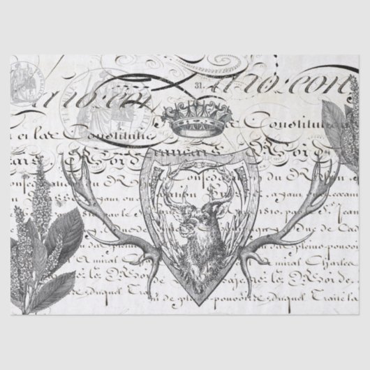 雄鹿の短命なもののDecoupageのティッシュ 薄葉紙 (正面)