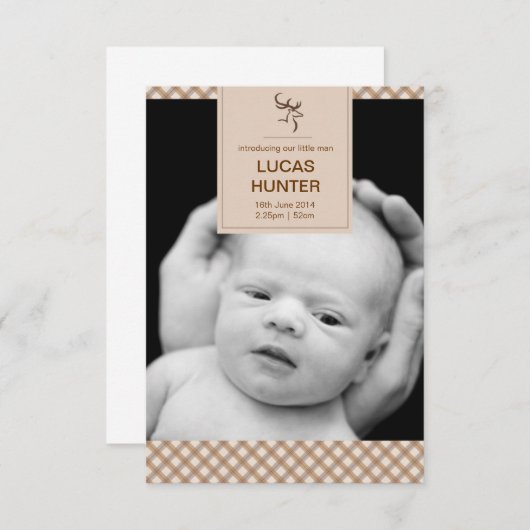 雄鹿の誕生の発表 案内状 (正面/裏面)