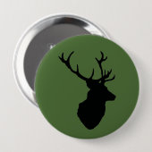 "雄鹿ヘッド"のデザインの雄鹿夜は記章を付けます 缶バッジ (正面&裏面)