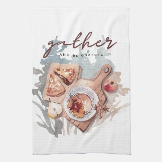 集まって感謝の気持ちを込めて集まる キッチンタオル (縦)