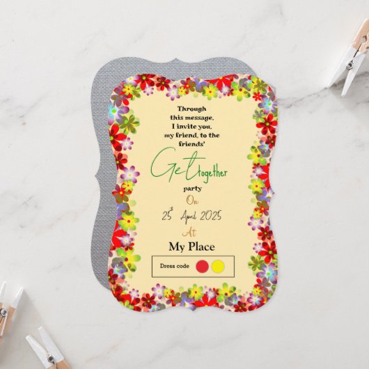 集まりの招待状 招待状 (正面/裏面インサイチュ)