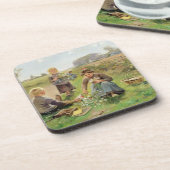 集まることは開花します(キャンバスの油) コースター (左側)