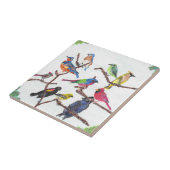 集まるカラフルな鳴き鳥のタイル タイル (側面)