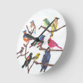 集まるカラフルな鳴き鳥の時計 ラウンド壁時計 (傾斜)