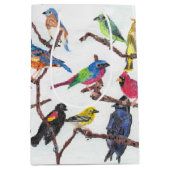 集まるカラフルな鳴き鳥媒体のギフトバッグ ミディアムペーパーバッグ (正面)