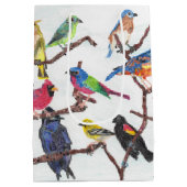 集まるカラフルな鳴き鳥媒体のギフトバッグ ミディアムペーパーバッグ (裏面)