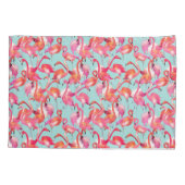 集まる水彩画のフラミンゴ 枕カバー (裏面-左)