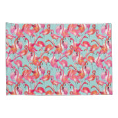 集まる水彩画のフラミンゴ 枕カバー (裏面-右)