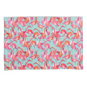 集まる水彩画のフラミンゴ 枕カバー (正面右)
