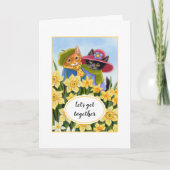 「集まろう」とキティパーソナライズされたネコ カード (正面)