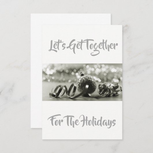 「集まろう」と美しい銀色の招待状 招待状 (正面/裏面)