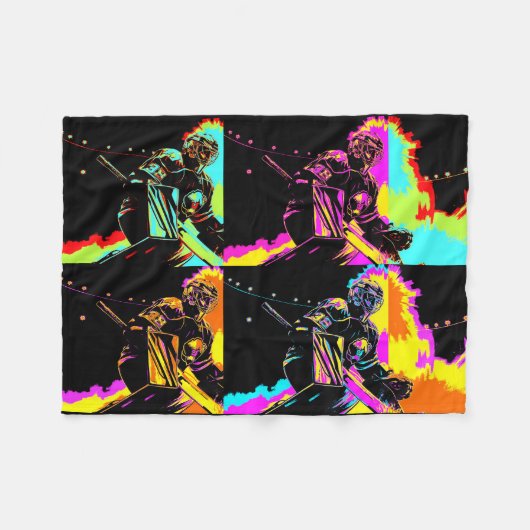 集中して準備 – Ice Hockey Goalie フリースブランケット (正面(横))