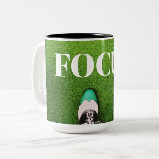 集中しろ!シグネチャーゴルフコーヒーマグ ツートーンマグカップ (正面左)