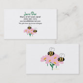 集中する2匹の蜂及びピンクの花 コーリングカード (正面/裏面)