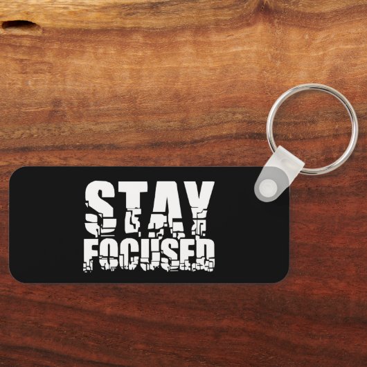 集中する |ホワやる気を起こさせるイト文字付き語句 キーホルダー (正面)