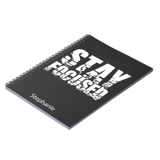 集中する |ホワやる気を起こさせるイト文字付き語句 ノートブック (左側)