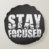 集中する |ホワやる気を起こさせるイト文字付き語句 ラウンドクッション (裏面)