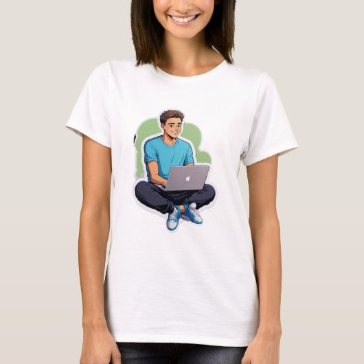 集中モード – ノートパソコンモードオン! Tシャツ (正面)