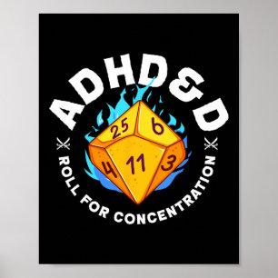 集中力のためのAdhdanddロール ADHD認知 ユーモア ポスター