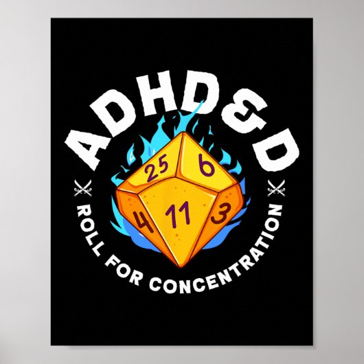 集中力のためのAdhdanddロール ADHD認知 ユーモア ポスター (正面)