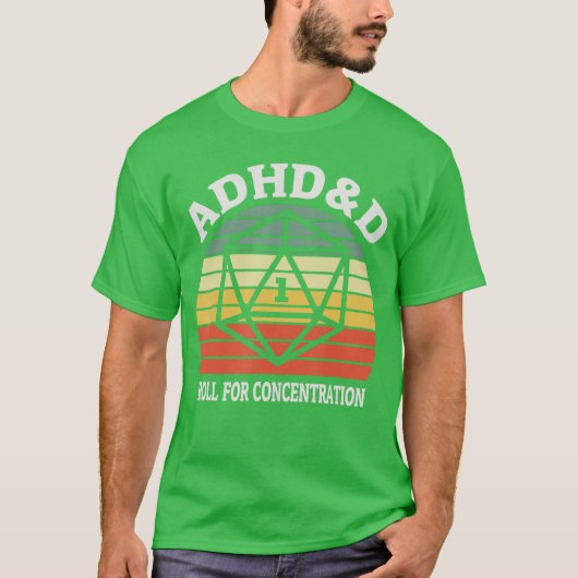 集中力のためのADHDDロール Funnyableop ゲーマー リトロ Tシャツ (正面)
