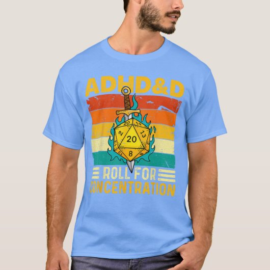 集中力ロール ADHD 楽しいRPGテーブルゲーム Tシャツ (正面)