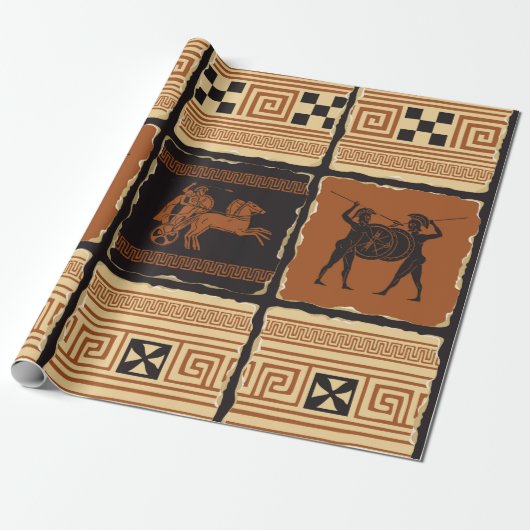  集合のテーマで古代ギリシアの型枠で ラッピングペーパー (アンロールド)