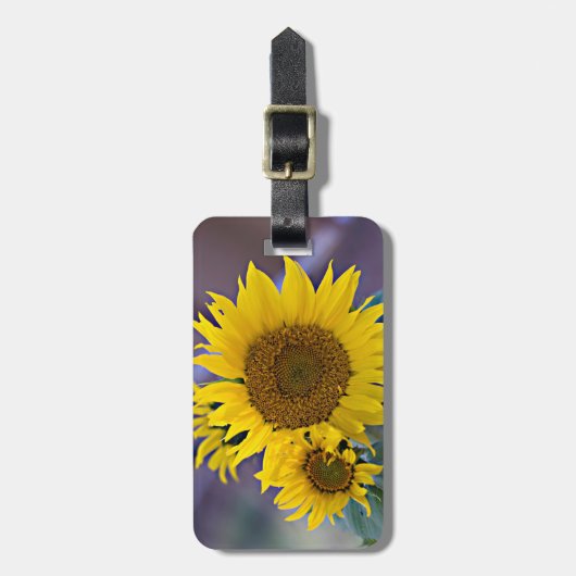集合ひまわりクローズアップフォトカスタム ラゲッジタグ (正面縦)
