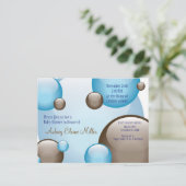 集合青と茶色のバブル招待状 インビテーションポストカード (スタンド正面)