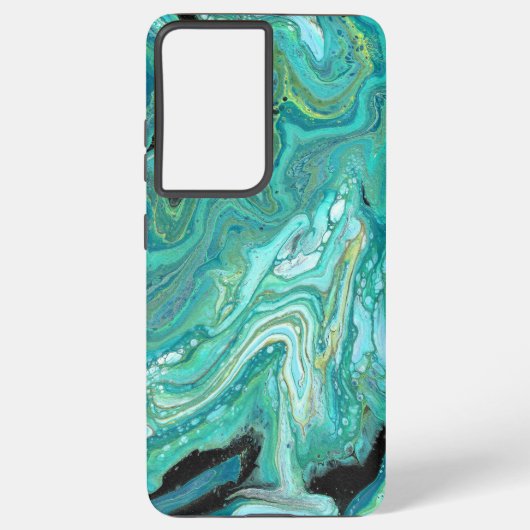 集団バック1なだめるような青い緑の電話ケース SAMSUNG GALAXYケース (裏面)