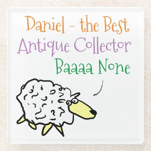 集荷デザインの羊アンティーク ガラスコースター (正面)