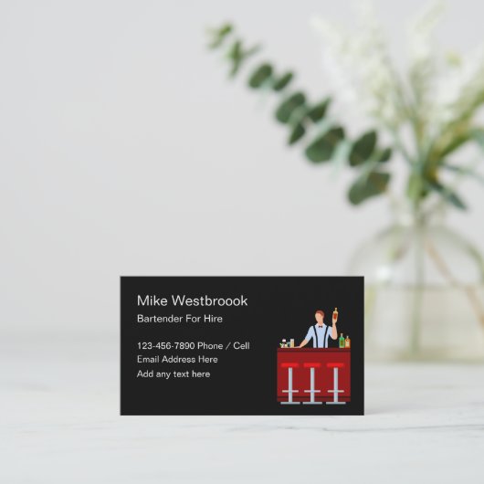 雇い用バーテンダーモダンデザイン 名刺 (スタンド正面)